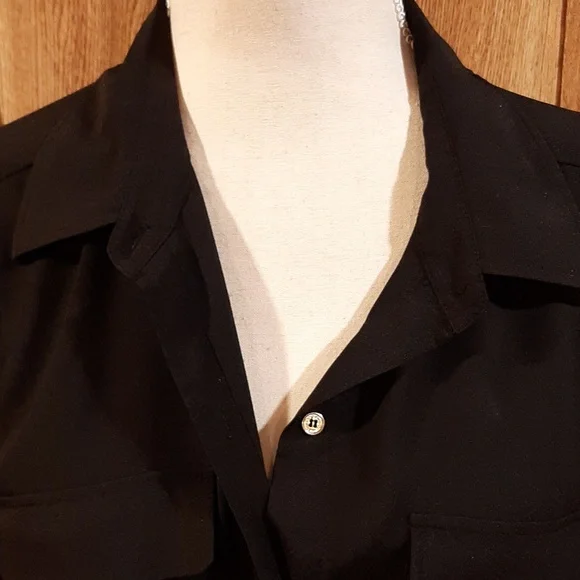 Calvin Klein Black Button-Down Shirt (Small) - Picture 3 of 10